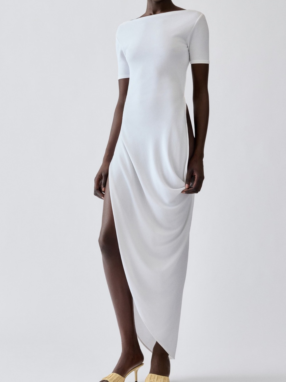 Jacquemus White Asymmetric Backless Boatneck Dress